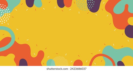 Bright background pattern. Doodle pattern background with abstract shapes and colors. Abstract funny background.