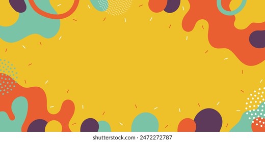 Bright background pattern. Doodle pattern background with abstract shapes and colors. Abstract funny background.