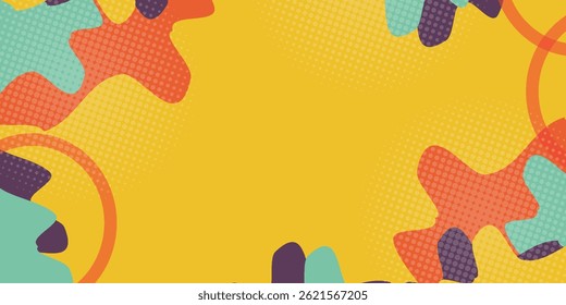 Bright background pattern. Doodle pattern background with abstract shapes and colors. Abstract funny background.