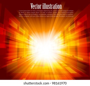 Bright background with rays in orange color