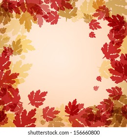 Bright background with red leaves. Vector illustration for your design greeting card