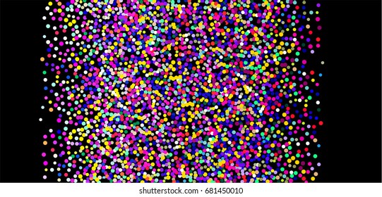 Bright background with scattered confetti. Colored postcard.