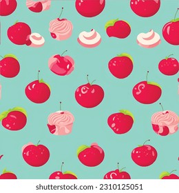bright background seamless pattern with red candy apples