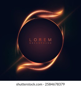 Bright Background of shimmering golden glowing lines and a frame to highlight objects.