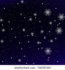 Bright background with snowflakes for new year illustration. vector