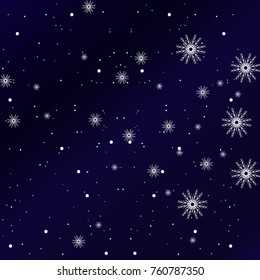 Bright background with snowflakes for new year illustration. vector