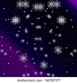 Bright background with snowflakes for new year illustration. vector