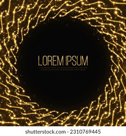Bright background with sparkle particles. Magic light effect. Christmas light concept. Luxury swirl effect with sparks.
