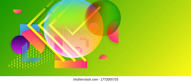 Plantilla de fondo brillante colores jugosos de verano. Fondo geométrico colorido. Composición de formas fluidas. Vector Eps10