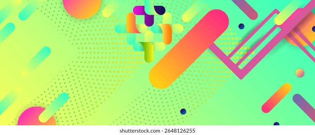 Fundo brilhante modelo verão suculentas cores fundo com elementos geométricos, linhas e pontos