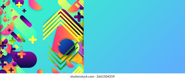 Fondo brillante de la Plantilla de verano de colores jugosos con Elementos geométricos, líneas y puntos