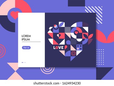 Bright background for Valentine's Day. Color Block Illustration