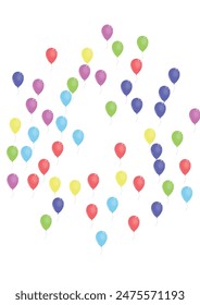 Bright Ballon Background White Vector. Baloon Graphic Illustration. Pink Gift. Green Flying. Helium Streamers Border.