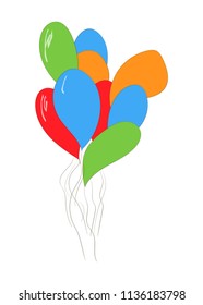 Bright balloons isolated on white. Birthday and other celebrities. Vector illustration.
