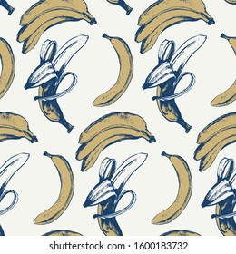 Bright  banana pattern drawing with ink and brush
