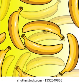 bright bananas on yellow background