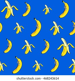bright bananas pattern, seamless tropic vector of fruits