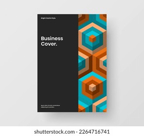 Bright banner A4 design vector concept. Premium mosaic shapes catalog cover template.
