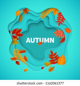 Bright banner for autumn sale in frame from leaves. Vector illustration.