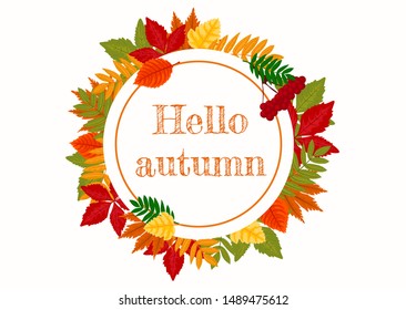 Bright banner for autumn sale in frame from leaves. Fall leaf. Vector illustration EPS 10