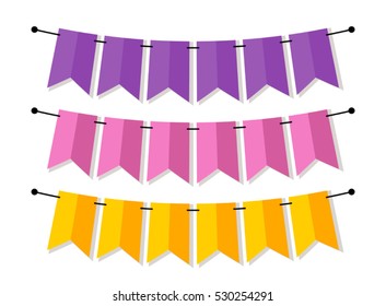 Bright banner as bunting flags in flat style