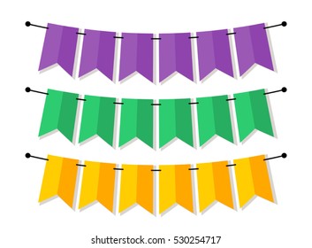 Bright banner as bunting flags in flat style