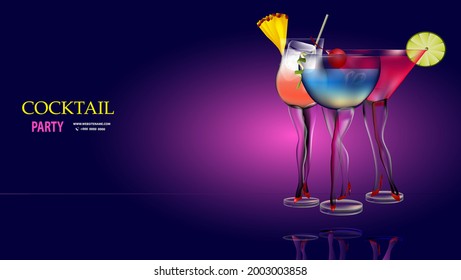 Bright banner for cocktail party with place for text

