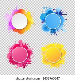 Bright Banner With Colorful blobs Transparent background, Vector Illustration