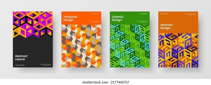 Bright banner design vector concept composition. Abstract geometric hexagons placard template collection.