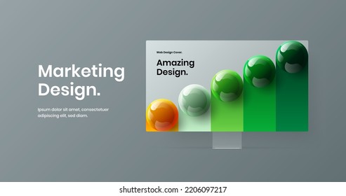Bright banner design vector layout. Simple desktop mockup landing page template.