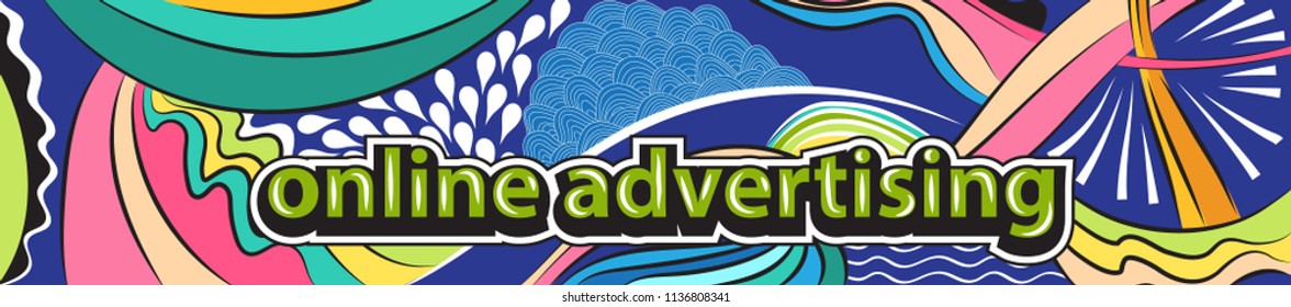 A bright banner with different elements for online advertising. Vector illustration