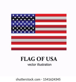 Bright banner with flag of USA. Made in USA sticker. Happy America day button. Illustration with white background. Vector illustration.