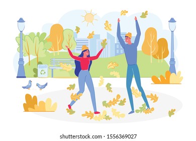Bright Banner, Fun Autumn Date in Local Park.