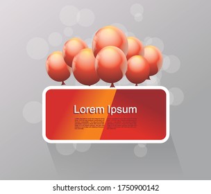 Bright banner with red ballons.Vector.