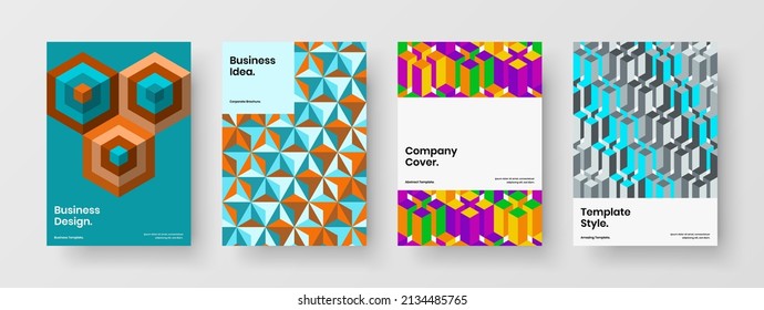 Conjunto de plantillas de diseño vectorial de banner brillante. Colección de diseño de folletos de mosaicos geométricos creativos.