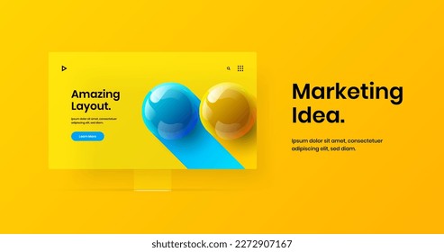 Bright banner vector design template. Vivid desktop mockup website layout.