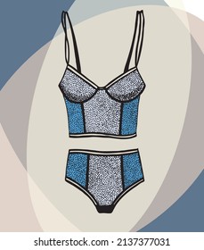 Un bañador brillante con un fondo abstracto. Para postales, afiches, invitaciones y tarjetas de visita. Ilustración vectorial. Afiche de verano.