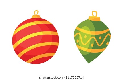 Bright Baubles as Merry Christmas Holiday Object and Element Vector Set