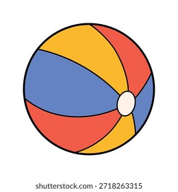 Brillante Ilustración vectorial de pelota de playa . Juguete inflable del verano aislado, perfecto para los diseños de los niños, las vacaciones de la playa, las fiestas de la piscina y los gráficos estacionales lúdicos.