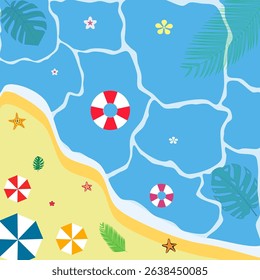 The bright beach sea has many summer elements.