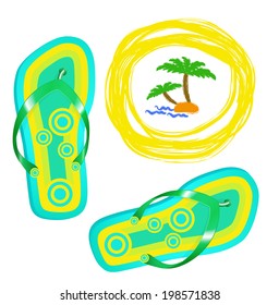 Bright beach shoes.Summer background.