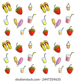 Luminosos accesorios de playa y verano. Ilustración vectorial del sentimiento de verano