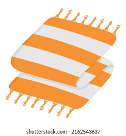Bright beach towel. Doodle flat clipart. All objects are repainted.