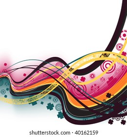 bright beautiful abstract background with wavy line and circle with cross