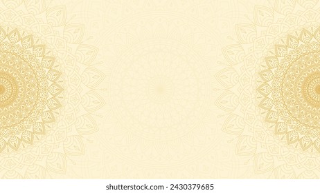 Bright and Beautiful Blank Horizontal Vector Background of Golden Mandala Lines