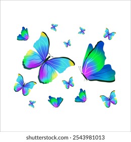 A Bright beautiful butterfly is flying