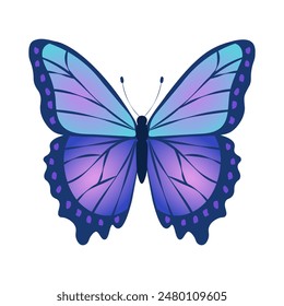 Bright beautiful butterfly on white background. Vector illustration.