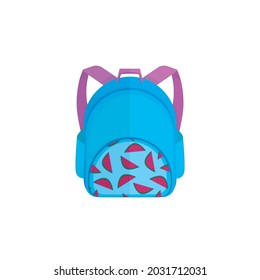 bright beautiful cartoon color childrens backpack briefcase isolated on white background return to school