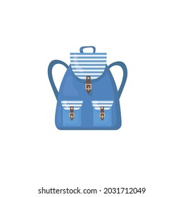 bright beautiful cartoon color childrens backpack briefcase isolated on white background return to school