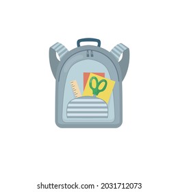 bright beautiful cartoon color childrens backpack briefcase isolated on white background return to school
